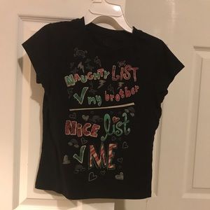 Girls Christmas Naughty & Nice Holiday Shirt XL Graphic T